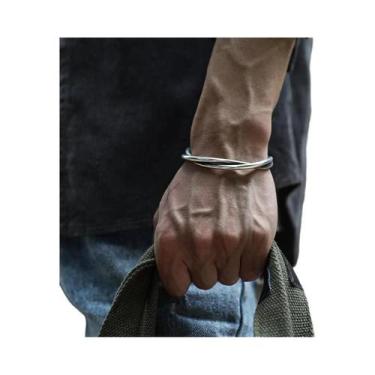 Imagem de Pulseiras Masculinas De Prata Com Asas De Pena, Estilo Hiphop Rock Met