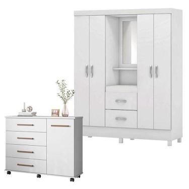 Imagem de Cômoda Flora E Guarda Roupa Casal Lord Branco - Demóbile