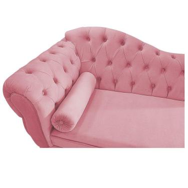 Imagem de Recamier Diana 140cm Lado Direito Suede Rosa Bebê