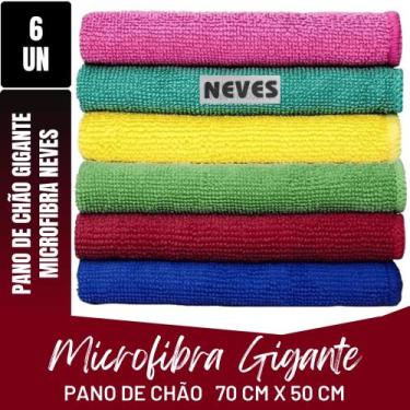Imagem de Kit C/ 6 - Pano De Chão Microfibra Gigante 50x70cm - Neves - Multiuso 