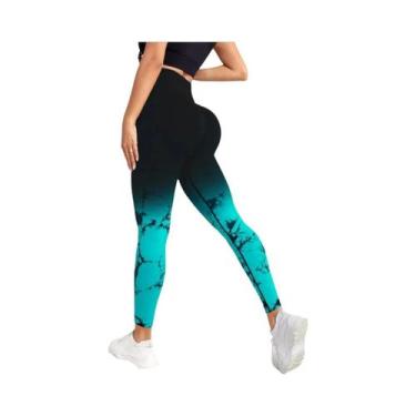 Imagem de Calças De Yoga Femininas De Cintura Alta Sem Costura, Leggings Tie Dye