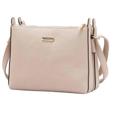 Imagem de Bolsa Feminina Alça Transversal Fixa Divisão Dupla Chenson, Bege, UN