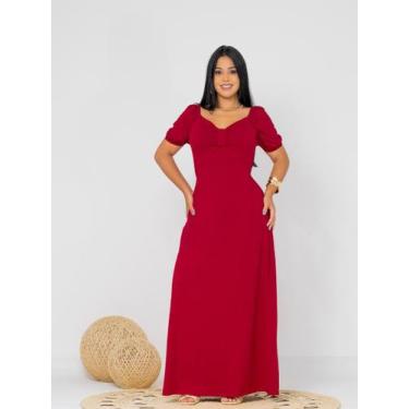Imagem de Vestido Longo Romântico com Laço no Decote Cor:VermelhoTamanho:P - luh