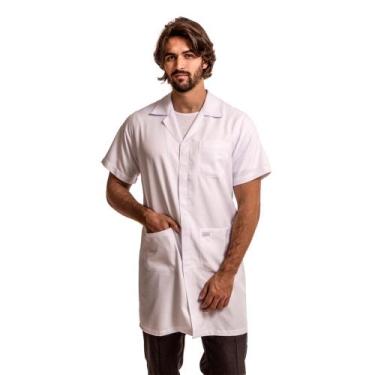 Imagem de Jaleco masculino gabardine gola esporte manga curta Blanco Raro, GG