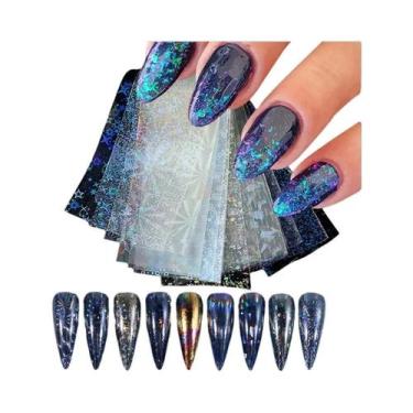 Imagem de Adesivos Holográficos Para Unhas 9 Peças, Decalques Em Gel, Sliders De