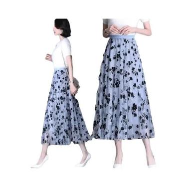 Imagem de Saia Midi Floral De Tule Para Mulheres, Moda De Verão Casual, Saias So