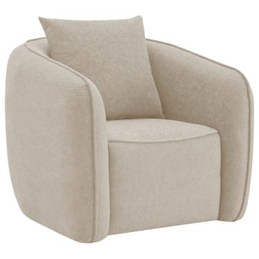Imagem de Poltrona Decorativa Sala De Estar Recepção Florença Linho - Doce Sonho Móveis Bege