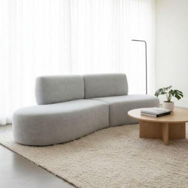 Imagem de Sofá Orgânico Módulo Curvo Savana Boucle Cinza Claro - Montanari s Dec