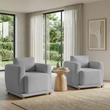 Imagem de Kit 2 Poltronas Decorativas Bridge Clássica Bouclé Premium De Luxo Para Sala Quarto Recepção Design Autoral Robusto