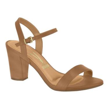 Imagem de Sandália Feminina Vizzano Salto Médio Grosso Pelica 6262474, Camel, 35