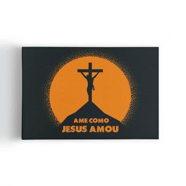 Imagem de Quadro Ame Como Jesus Amou Cruz Cristianismo Canvas 60X40Cm
