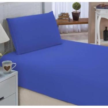 Imagem de Jogo de Lençol Solteiro 2 Peças com Elástico Microfibra 170 Fios - Azu