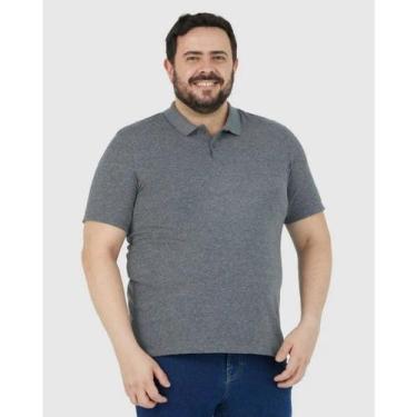Imagem de Camisa Polo Malha Malwee Masculina Plus Size Ref. 87849, Cinza chumbo,