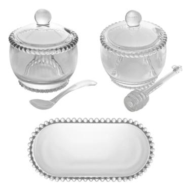 Imagem de Kit Meleira + Açucareiro + Travessa de Cristal Pearl Wolff