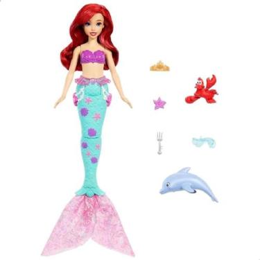 Imagem de Boneca Ariel 30cm Princesas Disney Com Golfinho E Sebastian JFC39 - Ma
