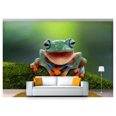 Imagem de Papel De Parede Animais Sapo Verde E Laranja  Anm243