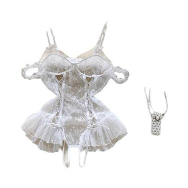 Imagem de Vestido De Noite Sem Mangas Em Renda Floral Para Mulheres, Com Tanga, 