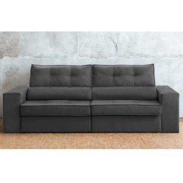 Imagem de Sofá Retrátil e Reclinável 3 lugares 2,30m com Molas Milão Suede Cinza
