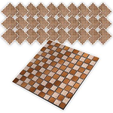 Imagem de Pastilha De Vidro Adesiva Kit 30 Uni Parede Banheiro Cozinha Sala Decorativa Fácil Aplicacao Moderna Reforma Requintado