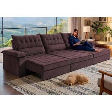 Imagem de Sofá Retrátil e Reclinável 3,90m com Molas e Espuma D33 Thunder. Velus