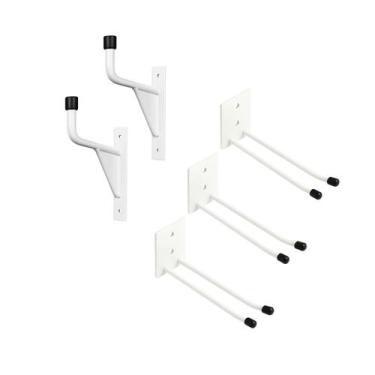 Imagem de Kit de Pendurar 3 Suportes Cabo de Rodos e Vassoura + 2 Suportes Escad