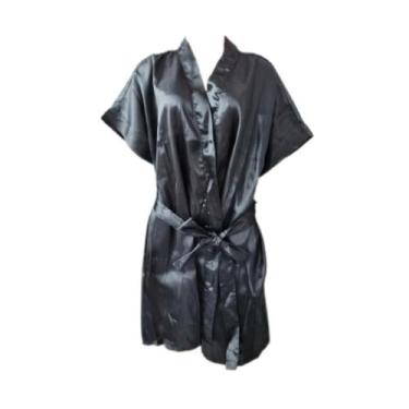 Imagem de Robe Hobby Cetim Seda Noiva Casamento Madrinha Manga Curta Tamanho Uni