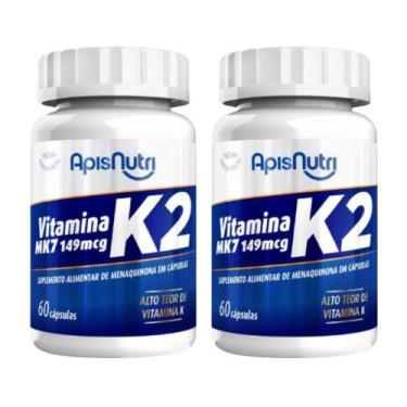 Imagem de 2x Vitamina K2 Mk7 149Mcg 60 Comprimidos - Apisnutri