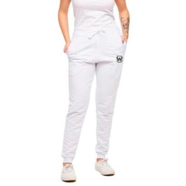 Imagem de CALÇA DE MOLETOM PLUS SIZE FEMININA JOGGER SLIM SPORT WOOKS - M10P-BRANCO-G3-Feminino