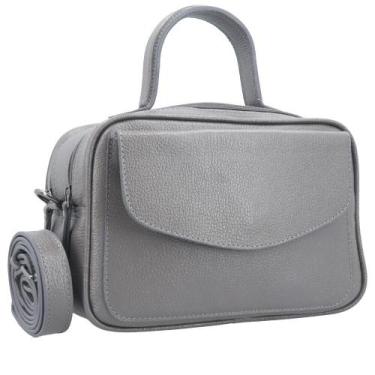 Imagem de Bolsa de Couro Baú Carol Bauarte, Cinza
