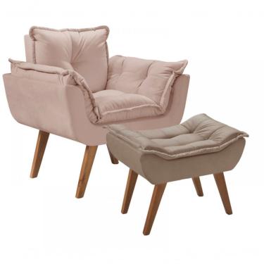 Imagem de Kit Poltrona Com Puff Opalla Suede Com Apoio Para os Pés D Salla