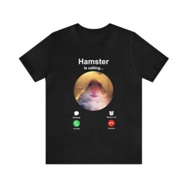 Imagem de Camiseta Engraçada Com Meme De Hamster: Design De Hamster Chamando Com