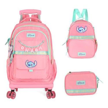 Imagem de Kit Mochila Rodinhas 360 Haste Dupla Porta Notebook Stitch - Luxcel, R