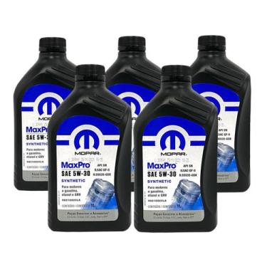 Imagem de Kit 5 Óleo MOPAR MaxPro 5w30 Sintético Para Motores Gasolina, Etanol e