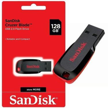 Imagem de Pen Drive SanDisk Cruzer Blade 128GB USB 2.0 Original Compacto