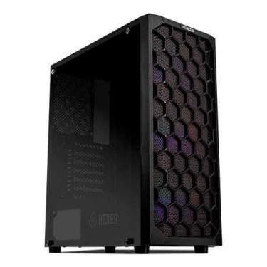Imagem de Gabinete Gamer Mancer Hexer, Rainbow, Mid-Tower, Lateral De - Congratu