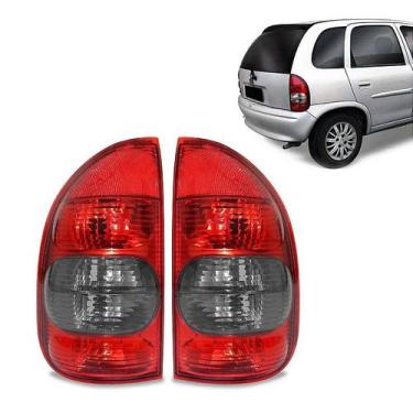 Imagem de Par Lanterna Corsa Hatch 4 Portas Wagon Pickup 2000 Até 2004 Rubi Fumê