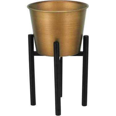 Imagem de CACHEPÔ OCTAVE COM SUPORTE METAL 25x15x15cm DOURADO - Cachepo:0x0x0 Suporte:0x0x0 cm