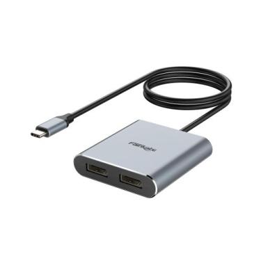 Imagem de Hub divisor Fairikabe USB C a Dual DisplayPort MST
