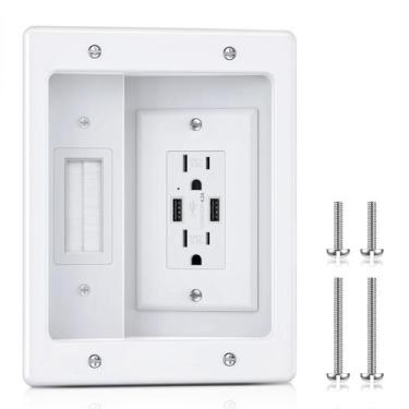 Imagem de Kit de gerenciamento de cabos ZEXMTE na parede com tomadas AC e portas