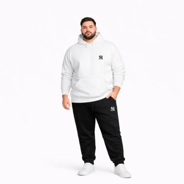 Imagem de Conjunto Moletom Plus Size Canguru G1 a G5 Casaco Com Capuz Calça de Frio Inverno Algod...