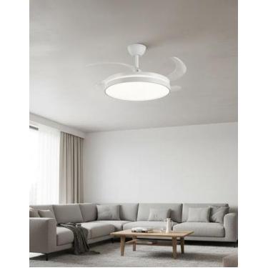 Imagem de Ventilador Teto Retrátil LED CCT Controle Remoto Bivolt 3 Cores Luz 30