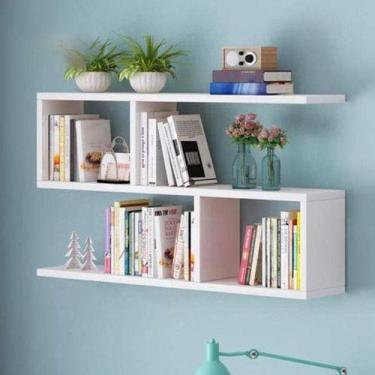 Imagem de Prateleira de Parede MDF Branco 60x90x20cm Estilo Clássico Porta livro