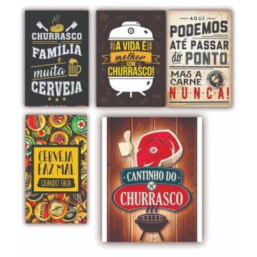 Imagem de Kit 10 Quadros Churrascaria Cantinho do Churrasco Decorativos Decoraçã