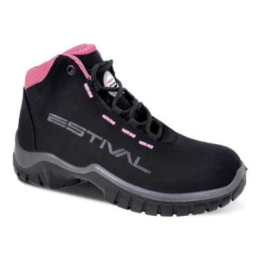 Imagem de Bota de Segurança em Microfibra - Preto e Rosa - Estival - EN10141S2 -