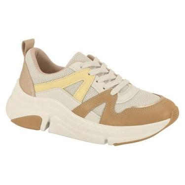 Imagem de Tenis Modare Feminino Conforto Casual Nylon Lançamento Branco Dourado 