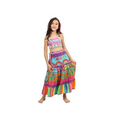 Imagem de Saia siri kids diana estampa tropicolor 39213., 6, Rosa