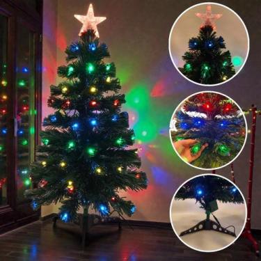 Imagem de Árvore De Natal 90cm Led Fibra Ótica Ponteira Estrela Bivolt Cor:VERDE