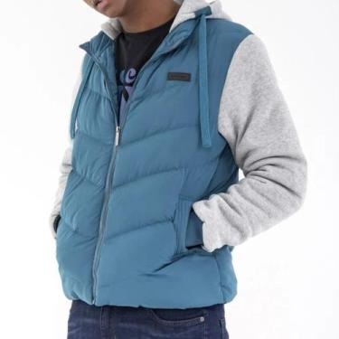 Imagem de Jaqueta Masculina Puffer Com Capuz e Manga Moletom Rock e Soda - ROCK 
