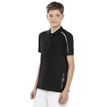Imagem de Camisa Polo Menino And.Go em Algodão c/ Detalhes Preto Tamanho:12Cor:I
