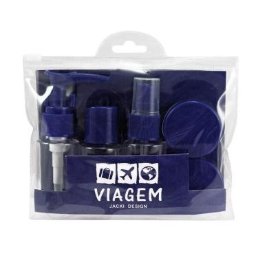 Imagem de Kit Frascos para Viagem Jacki Design 7 Peças Azul Marinho Akm20903